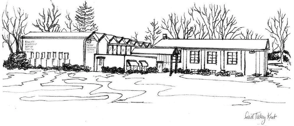 Hand-drawn sketch of Calvary Fellowship Building
